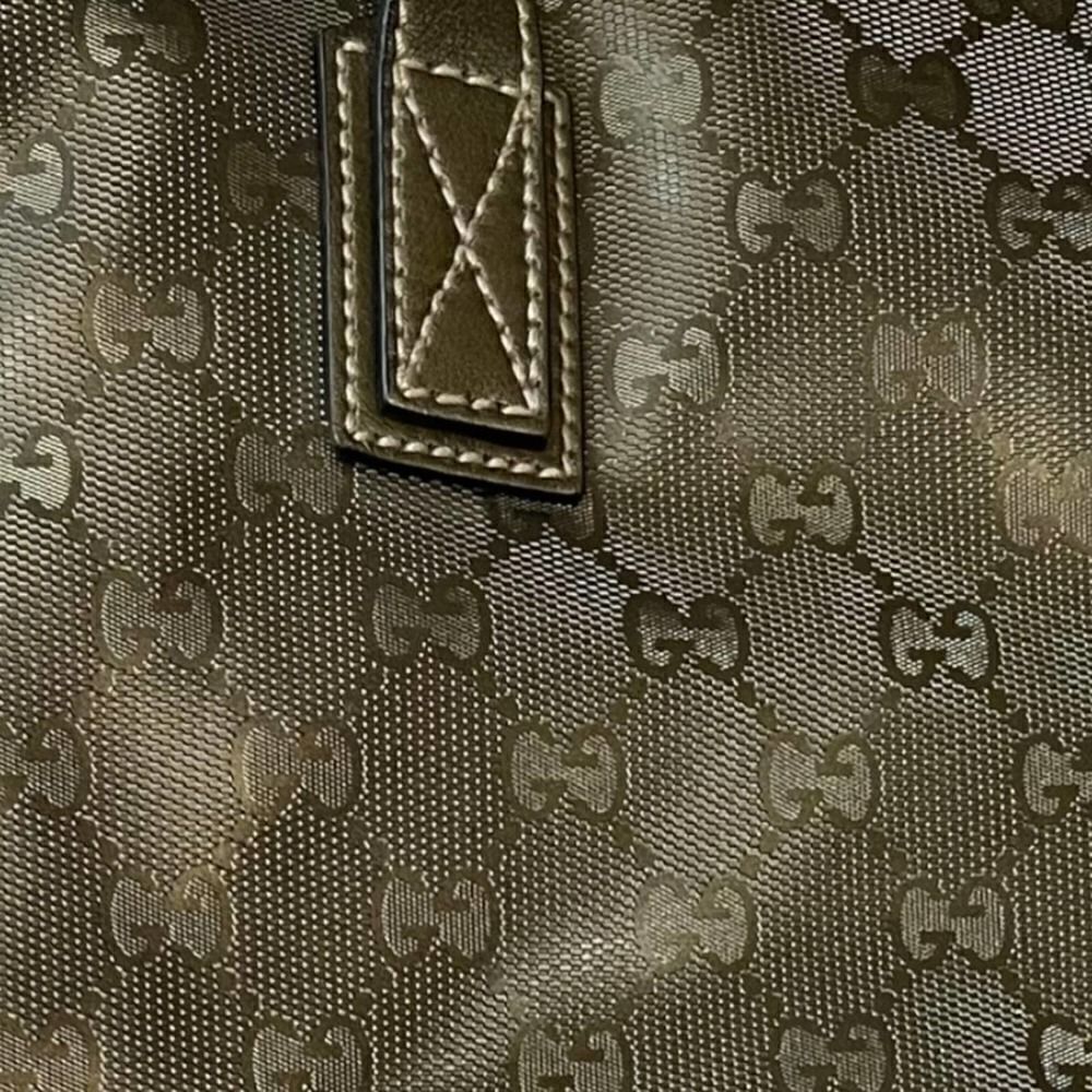 Gucci Imprime Gunmetal GG Coated Canvas Tote Handbag Shoulder Bag Medium - Picture 11 of 12